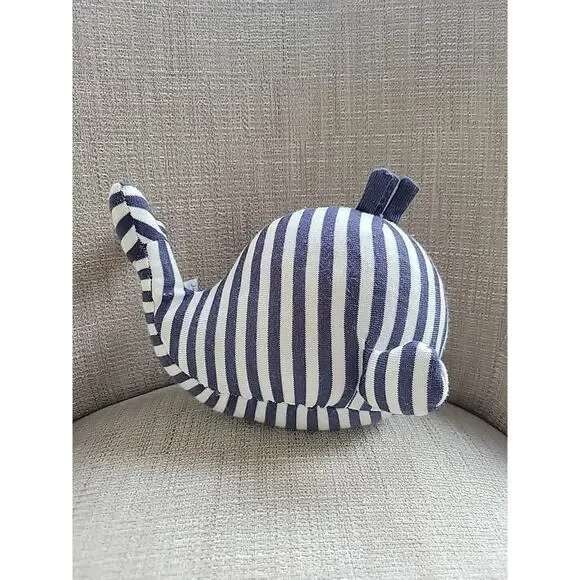 Jellycat Walter Whale Blue & White Striped Plush Rattle Stuffed Toy 9" - Picture 3 of 5